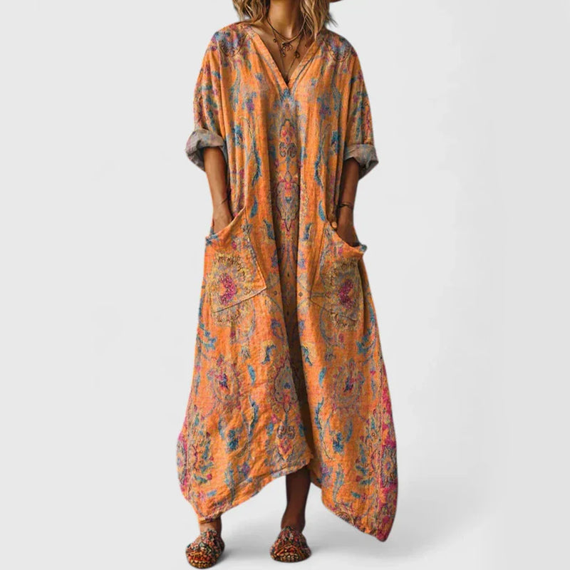 Ashley - Women's Boho Oversized Maxi Dress with Pockets  Luxarue