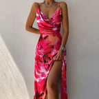 Abigail - Women’s Maxi Dress with V-Neckline and Side Slit