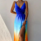 Abigail - Women’s Maxi Dress with V-Neckline and Side Slit