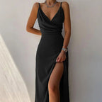 Abigail - Women’s Maxi Dress with V-Neckline and Side Slit