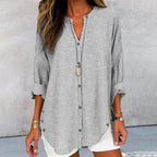 Alice - Women’s Striped Button Blouse with V-Neck