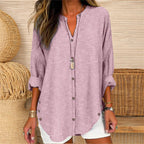 Alice - Women’s Striped Button Blouse with V-Neck