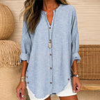 Alice - Women’s Striped Button Blouse with V-Neck