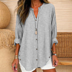 Alice - Women’s Striped Button Blouse with V-Neck
