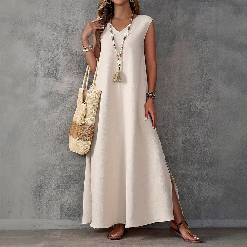 Allison - Women's Relaxed Fit Maxi Dress with Side Slit