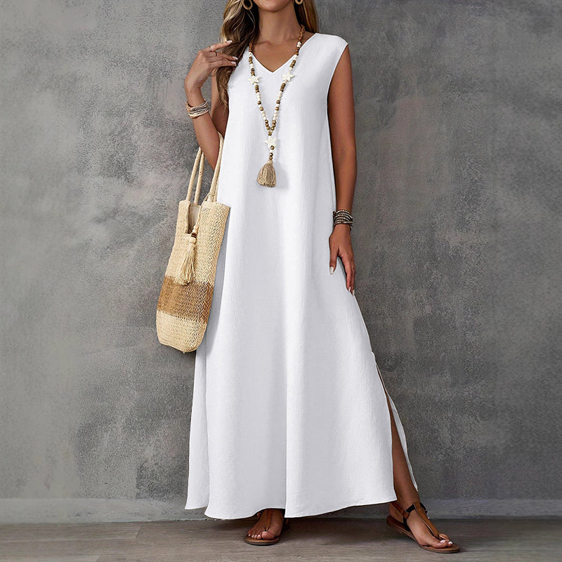 Allison - Women's Relaxed Fit Maxi Dress with Side Slit