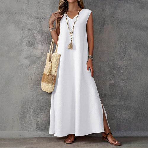 Allison - Women's Relaxed Fit Maxi Dress with Side Slit