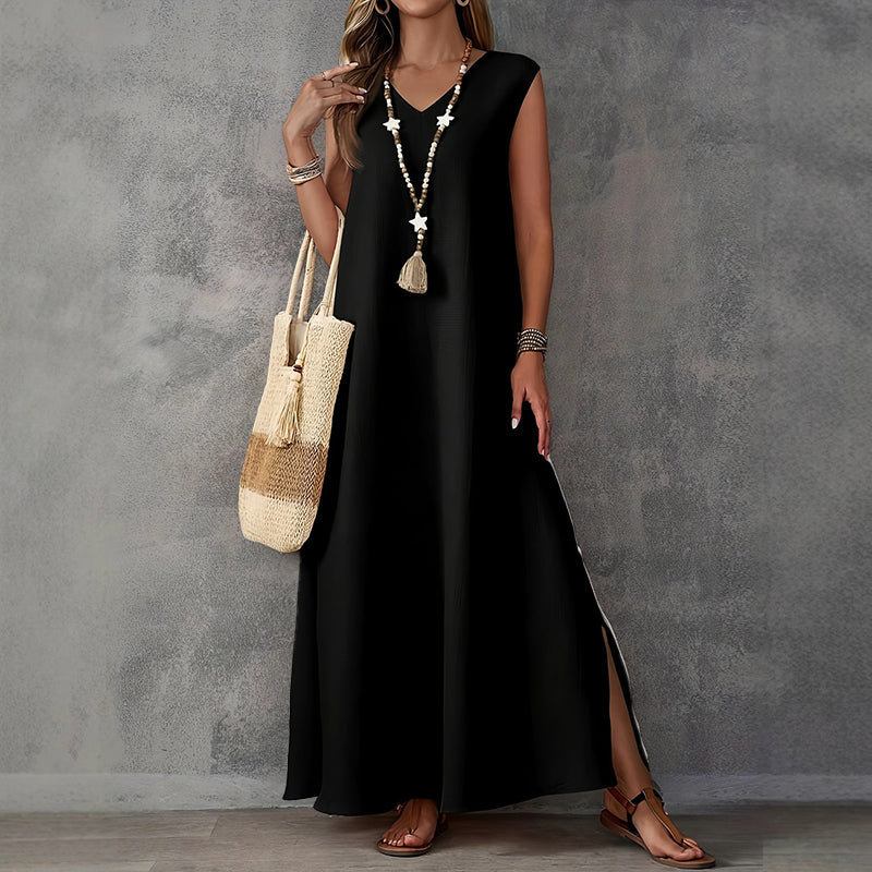 Allison - Women's Relaxed Fit Maxi Dress with Side Slit