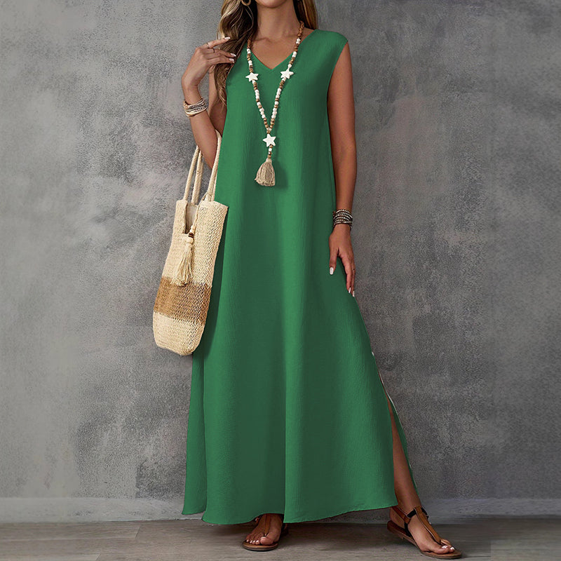 Allison - Women's Relaxed Fit Maxi Dress with Side Slit