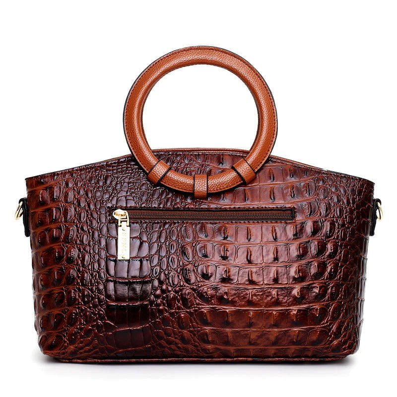 Aloura Leather Handbag with Round Handle