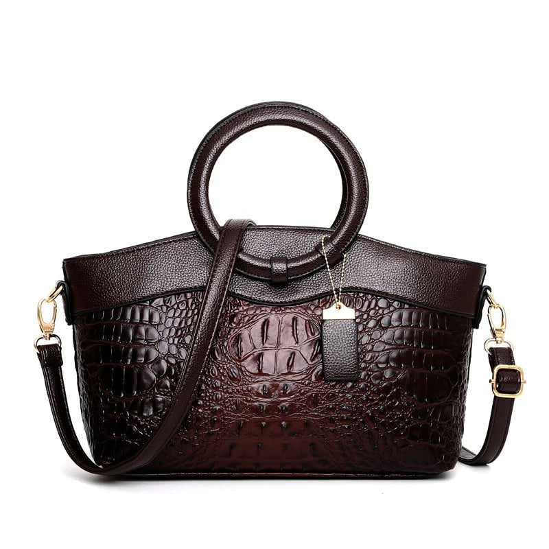 Aloura Leather Handbag with Round Handle
