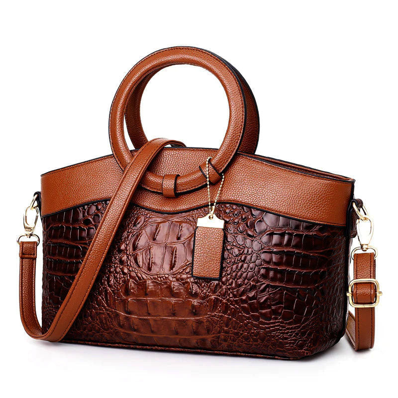 Aloura Leather Handbag with Round Handle