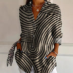 Alyssa - Women's Graphic Print Blouse with Front Buttons