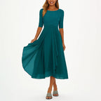 Amanda - Women's Lace Bodice Midi Dress