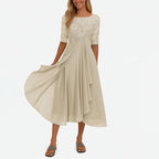 Amanda - Women's Lace Bodice Midi Dress