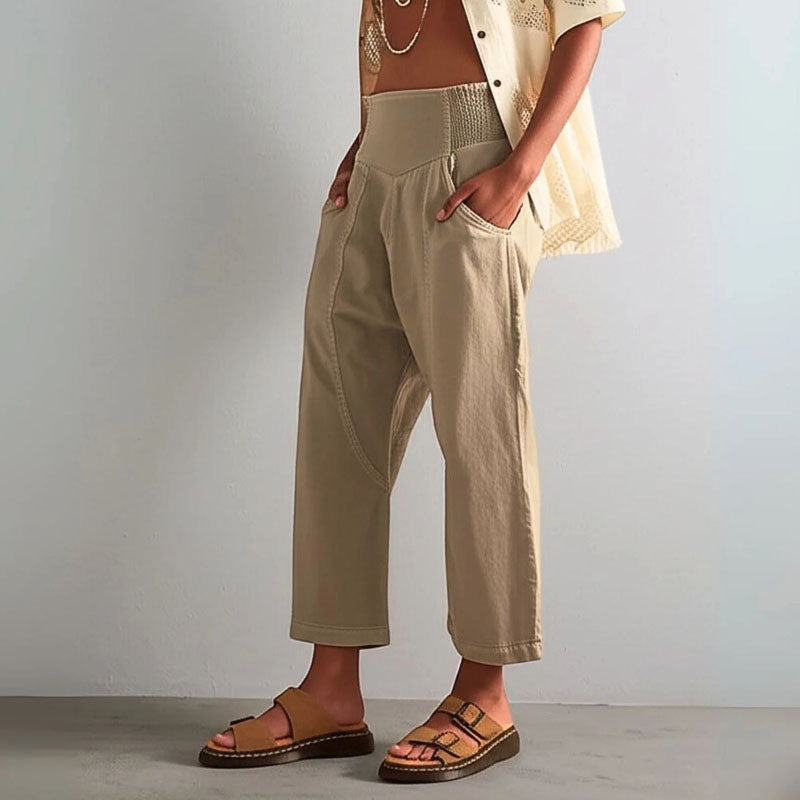 Amber - Women's High Waist Cropped Straight Pants