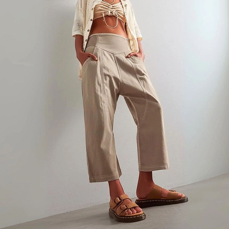 Amber - Women's High Waist Cropped Straight Pants