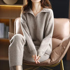 Amina - Women's Cashmere Collared Sweater & Pants Set