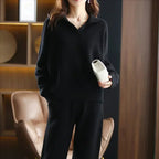 Amina - Women's Cashmere Collared Sweater & Pants Set