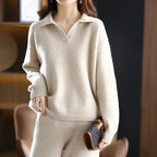 Amina - Women's Cashmere Collared Sweater & Pants Set