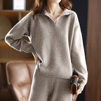 Amina - Women's Cashmere Collared Sweater & Pants Set