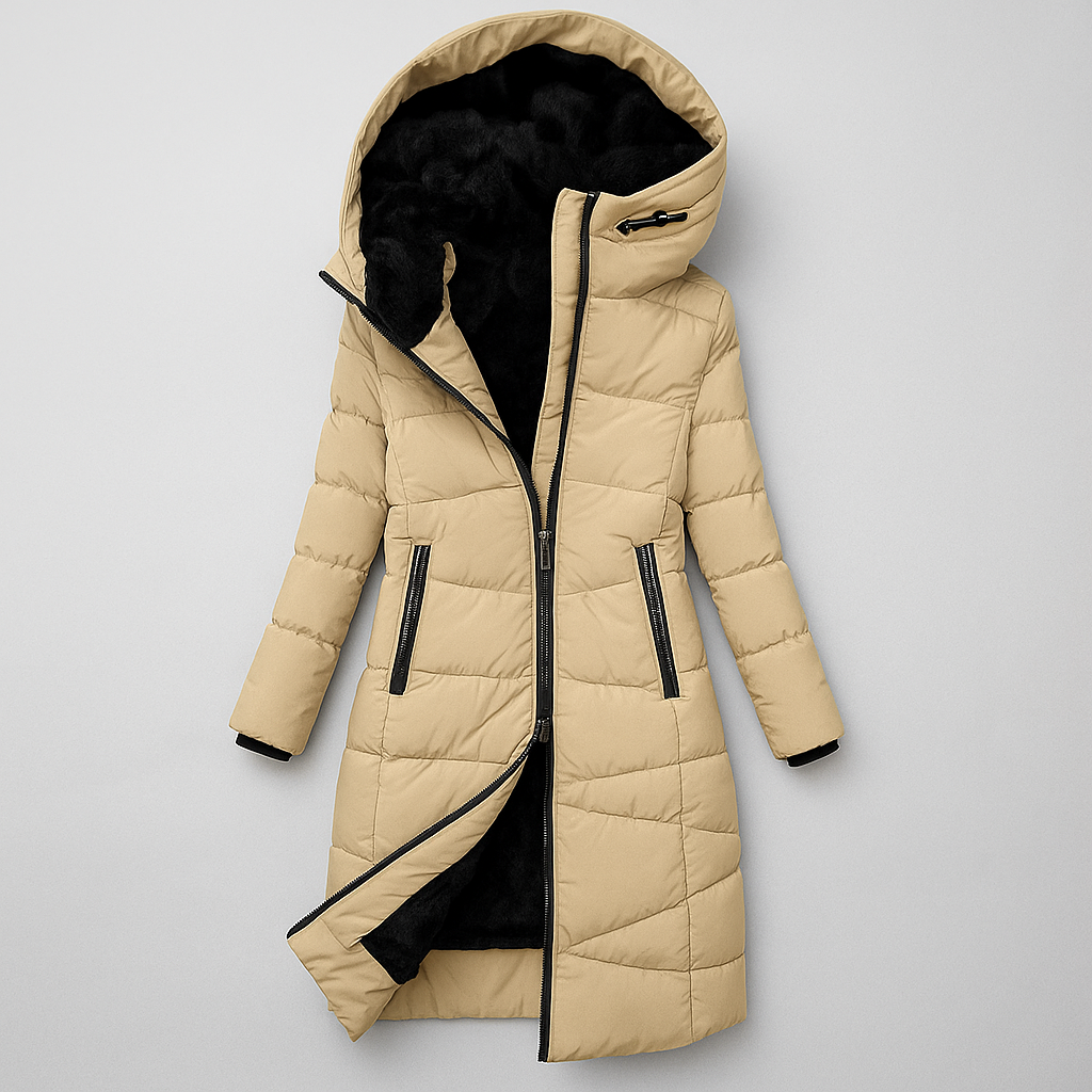 Arabella - Women's Long Puffer Jacket with Faux-Fur Lined Hood