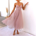Ariana - Women’s Tulle Midi Dress with Corset Bodice