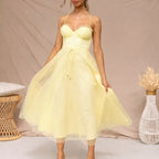 Ariana - Women’s Tulle Midi Dress with Corset Bodice