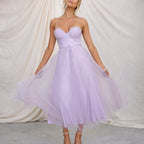Ariana - Women’s Tulle Midi Dress with Corset Bodice
