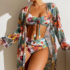 Ashley - Women’s Floral Tie Front Bikini Set