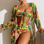 Ashley - Women’s Floral Tie Front Bikini Set
