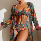 Ashley - Women’s Floral Tie Front Bikini Set