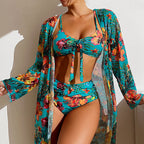 Ashley - Women’s Floral Tie Front Bikini Set