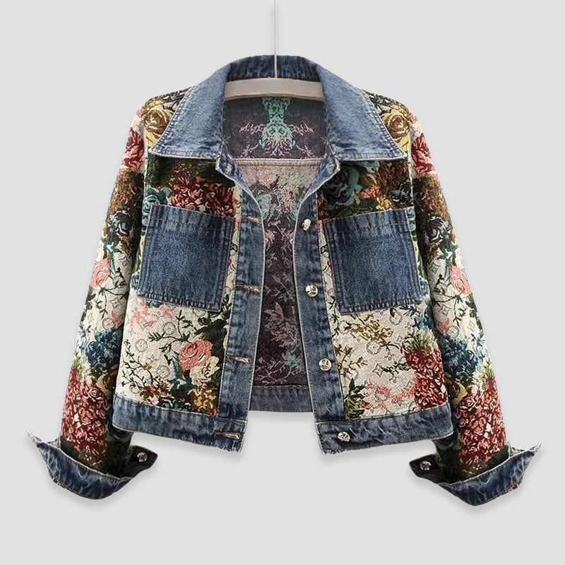 Ashley Monroe Floral Patchwork Denim Jacket
