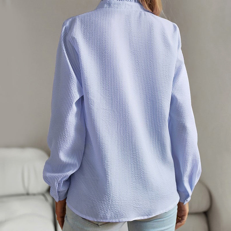 Ashley Monroe Long Sleeve Ruffle Front Shirt