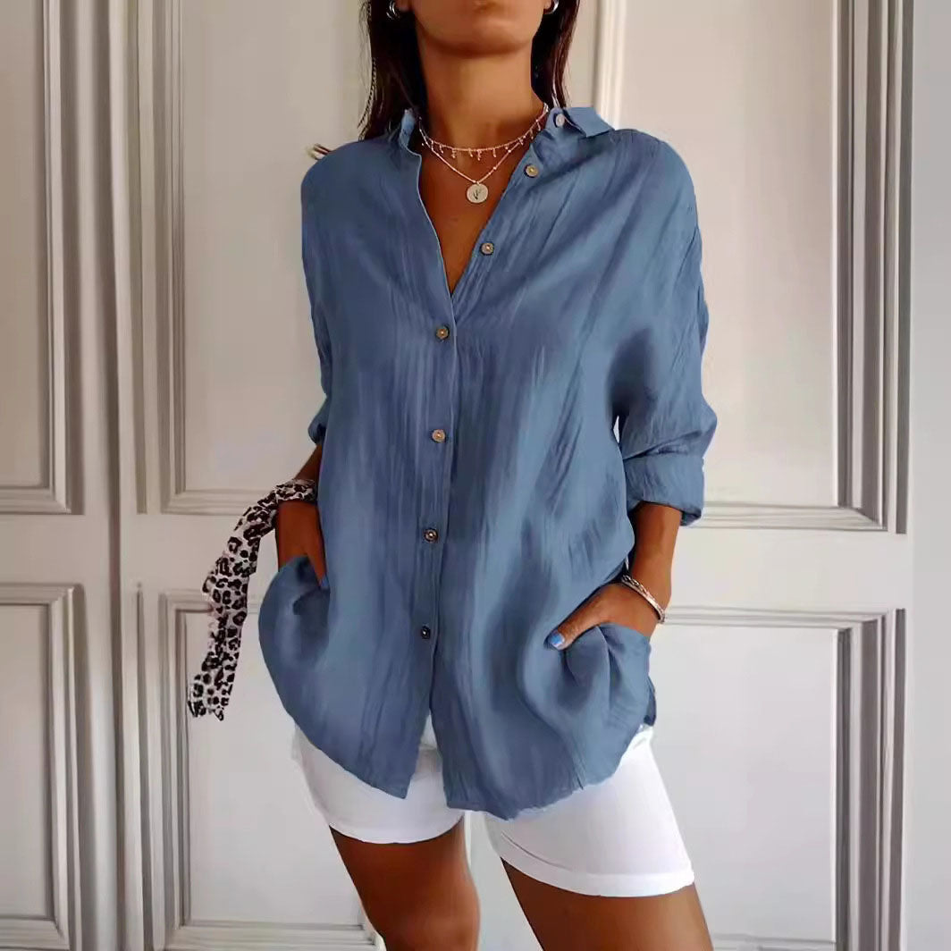 Ashley Monroe Pleated Button-Up Shirt