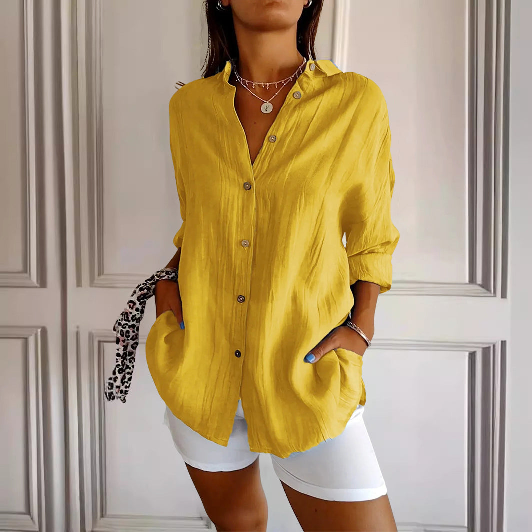 Ashley Monroe Pleated Button-Up Shirt