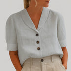 Ashley - Women’s Short Sleeve Button Blouse