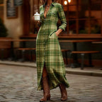 Audrey - Women's Plaid Button Down Maxi Dress