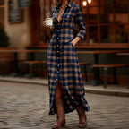 Audrey - Women's Plaid Button Down Maxi Dress