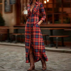 Audrey - Women's Plaid Button Down Maxi Dress
