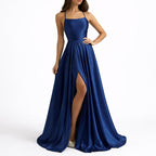 Aurora - Women’s Satin Maxi Event Dress with Side Slit