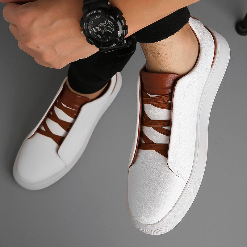 Austin - Men's Elastic Lace Leather Everyday Sneakers