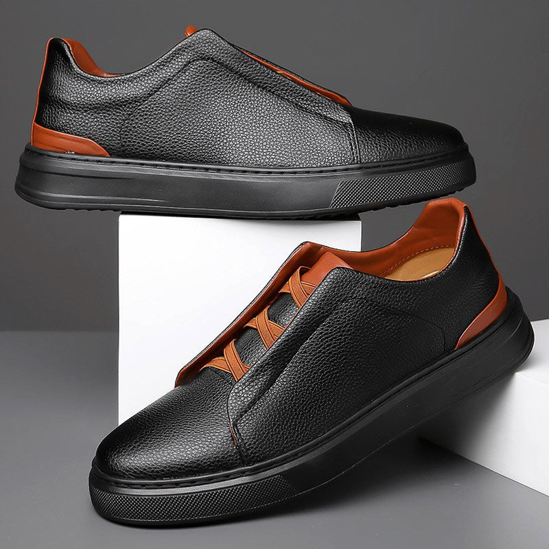 Austin - Men's Elastic Lace Leather Everyday Sneakers