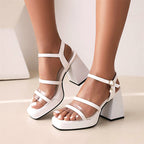 Ava - Women’s Clear Strap Platform Block Heels