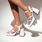 Ava - Women’s Clear Strap Platform Block Heels