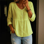 Ava - Women’s Long Sleeve Button Front Casual Top