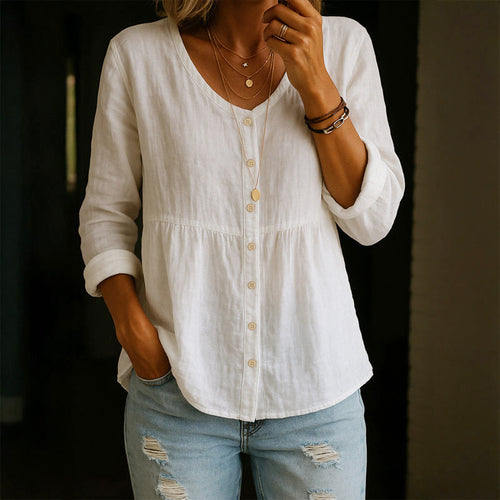 Ava - Women’s Long Sleeve Button Front Casual Top