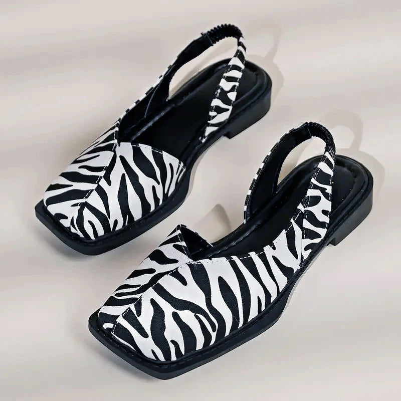 Ava - Women’s Square Toe Slingback Flat Shoes