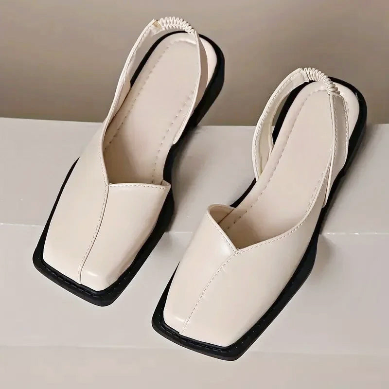 Ava - Women’s Square Toe Slingback Flat Shoes